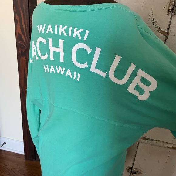 Teal Green Waikiki Beach Club Hawaii Long Sleeve Tee - FINAL SALE - Picture 3 of 4